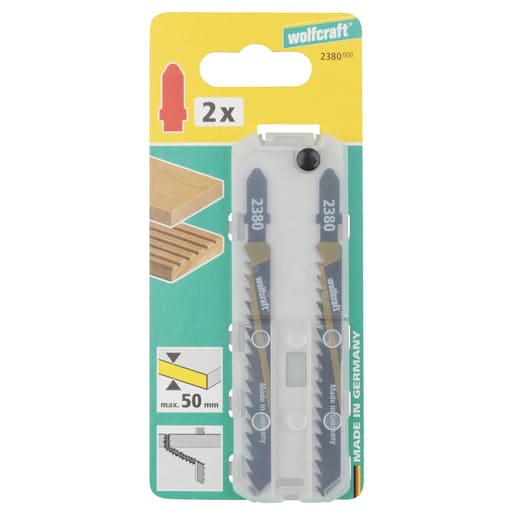 WOLFCRAFT - HCS Jigsaw Blades, T-shank, wood, fast rough cut, 100mm, 2pcs