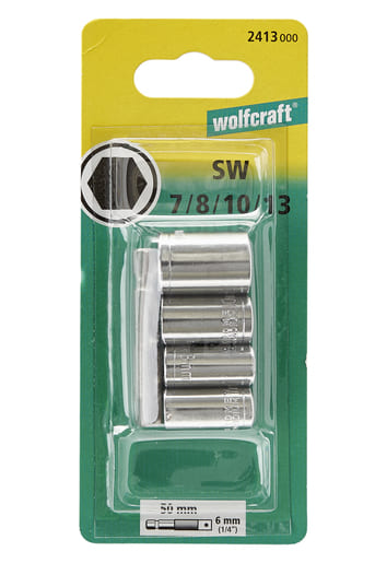 WOLFCRAFT - Wrench Socket Set (A/F 7,8,10,13), 5pcs