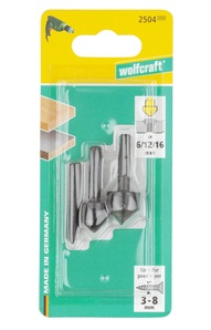 WOLFCRAFT - Tool Steel Countersink Set 3pcs, Round Shank