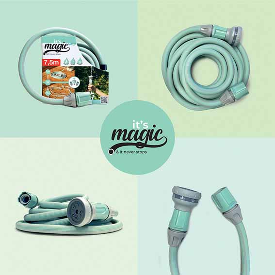 Magic soft hose extendable, 1/2", max 22,5m, nozzle, 2x connectors