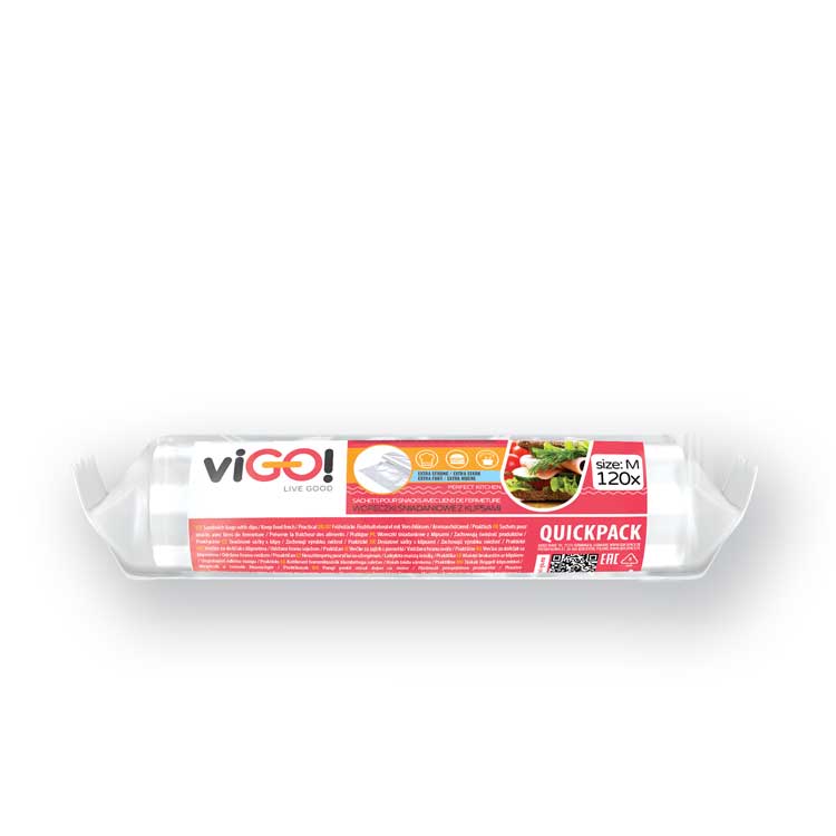 viGO! 120 pieces of thick plastic bags, 18x28cm + clips