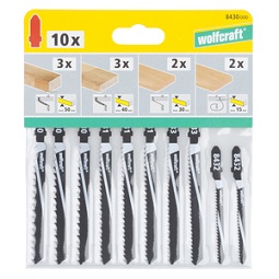 WOLFCRAFT - Jigsaw Blade Set 10 Pcs., T-shank, softwood