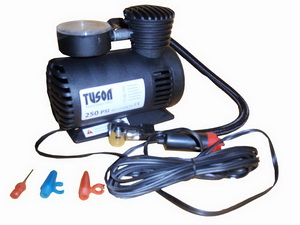 Air compressor 250PSI (17,2bar), 45cm hose, 3 needle adaptor