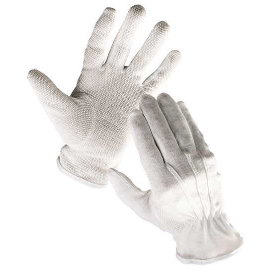 CERVA - BUSTARD rukavice bavlněný úplet s PVC terčíky - velikost 6