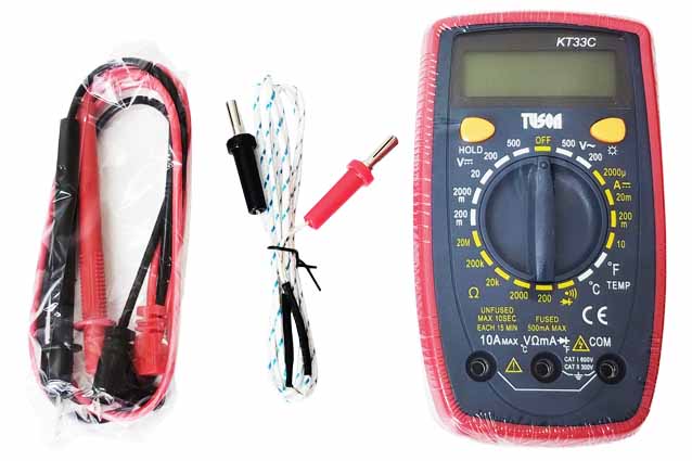 TUSON - Digital Multimeter -  grey and red holster, without HFE function