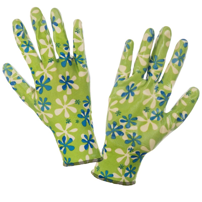 LAHTI PRO - GREEN Garden gloves with nitrile coating size 7 - blister