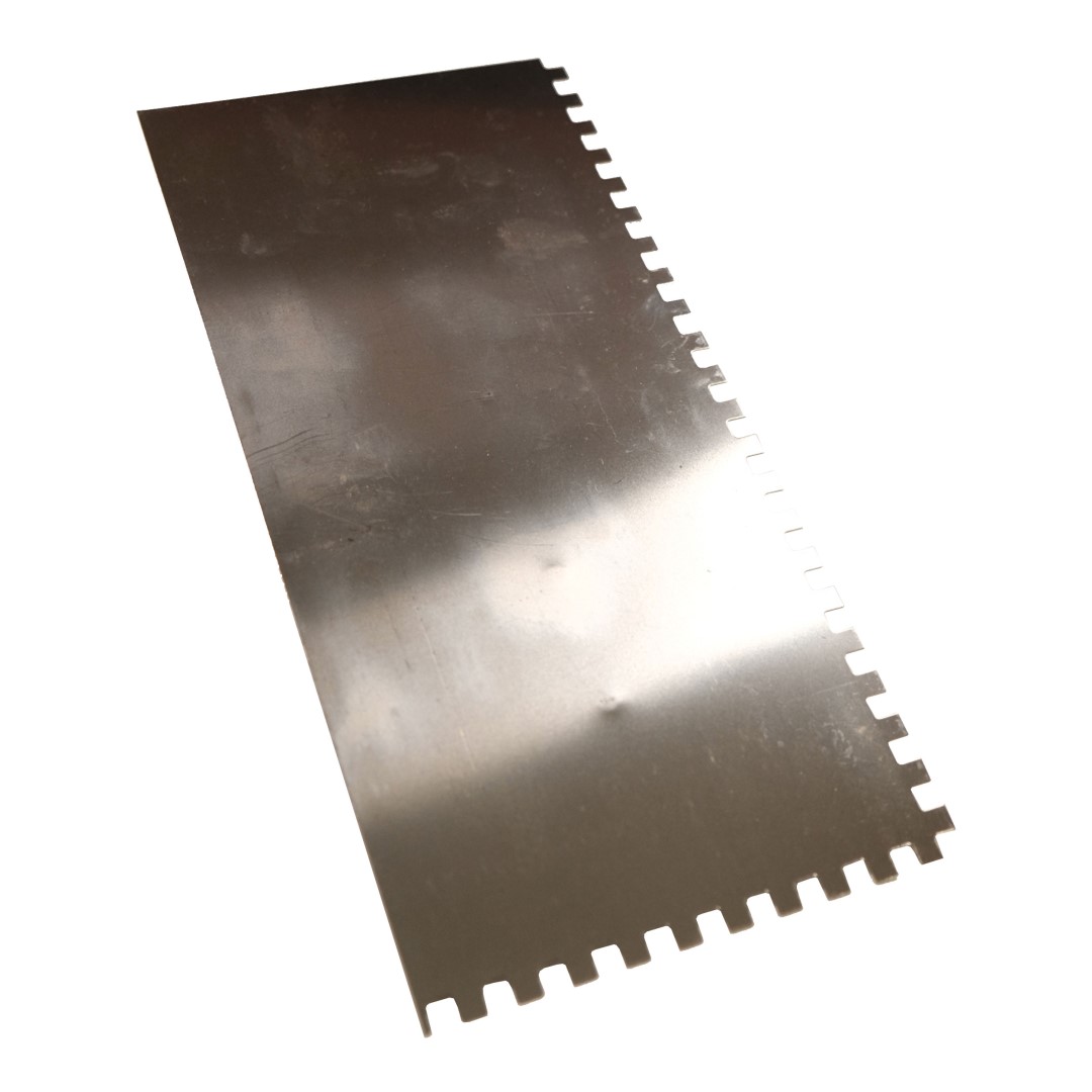 Stainless steel notched trowel 270x130mm tooth 6mm - plastic handle
