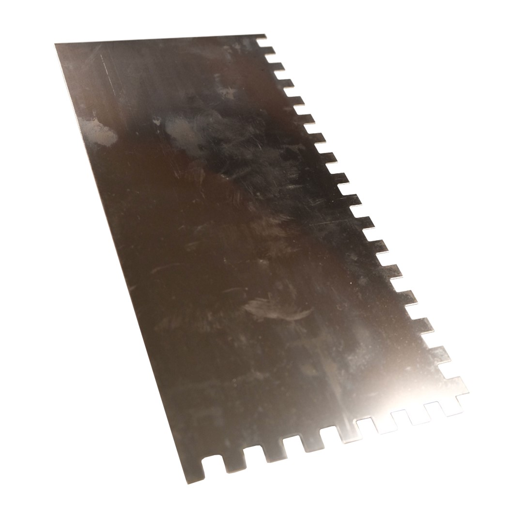 Stainless steel notched trowel 270x130mm tooth 8mm - plastic handle