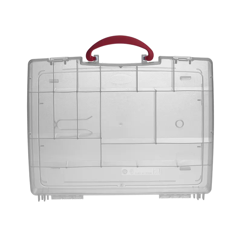 Polypropylene box 325x255x56mm, transparent - 21 compartments with handle