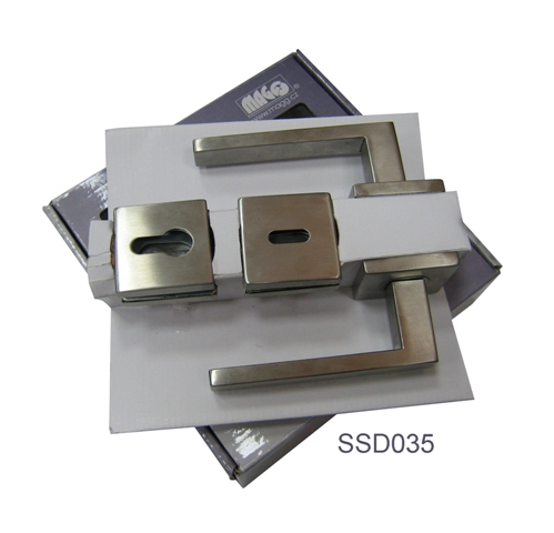 Door-handle with accessories, material: brushed stainless steel