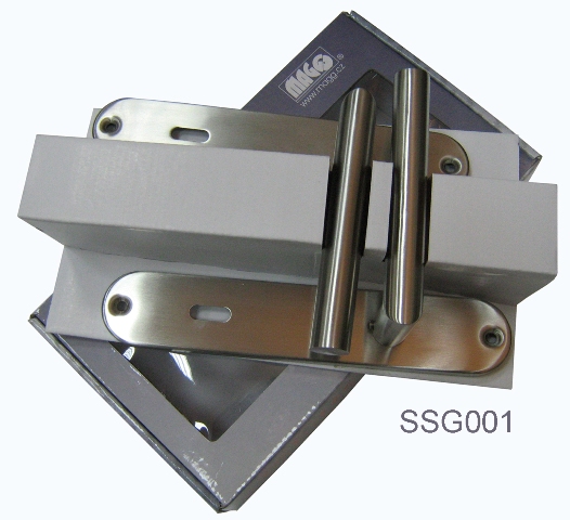 Door-handle with accessories,90 mm pitch for 35 to 55 mm door, Material: brushed stainless