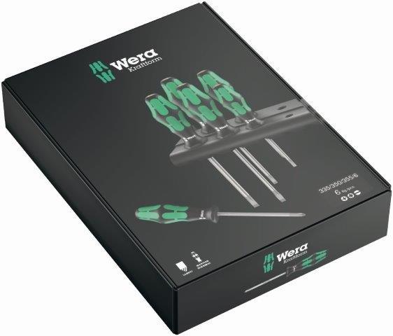 WERA - three-component screwdrivers - set, green-black (6 pcs.), Lasertip Rack