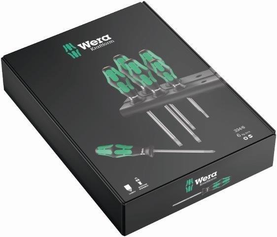 WERA - three-component screwdrivers - set, green-black (6 pcs.), 334/6 Rack