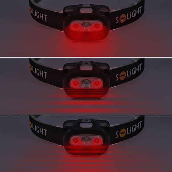 SOLIGHT - forehead LED lamp, 3W, red light, 3x AAA