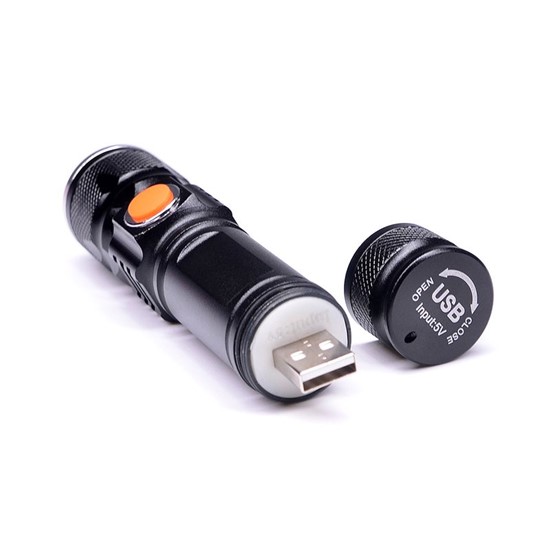 SOLIGHT - Pocket LED rechargeable flashlight, 3W, 200lm, USB, Li-ion