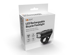 SOLIGHT - rechargeable LED cycling flashlight, 550lm, Li-Ion, USB