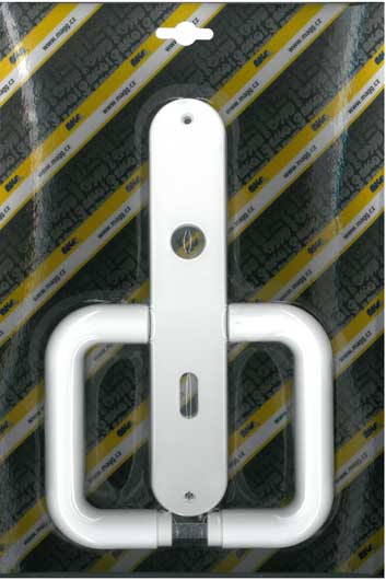 Plastic door handle 72mm regular lock STANDARD white