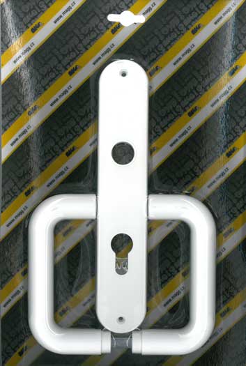 Plastic door handle 72mm cylindrical lock STANDARD white