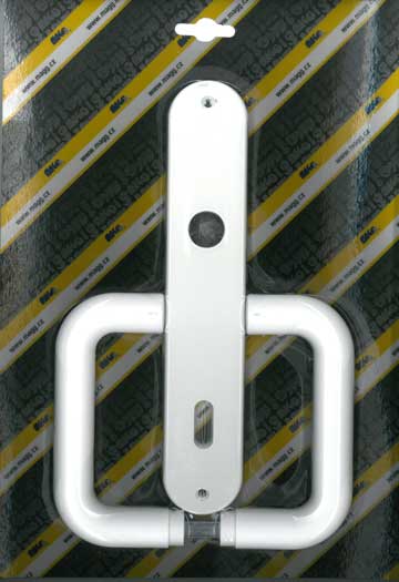 Plastic door handle 90mm regular lock STANDARD white