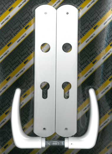 Plastic door handle KLASIK 72mm cylinder lock XXL white