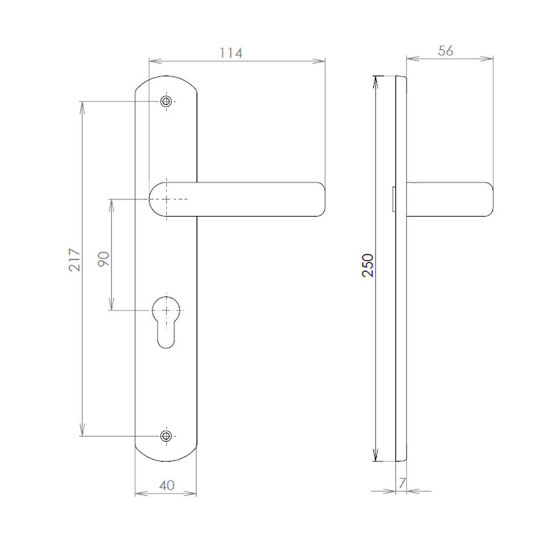 Plastic door handle KLASIK 90mm cylinder lock XXL white