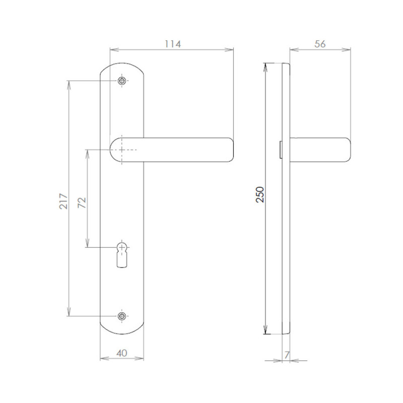 Plastic door handle KLASIK 72mm regular lock XXL brown