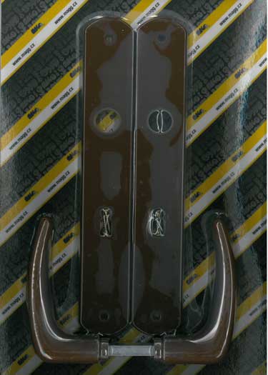 Plastic door handle KLASIK 72mm regular lock XXL brown