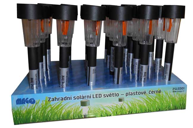 Solar garden light, plastic, black color