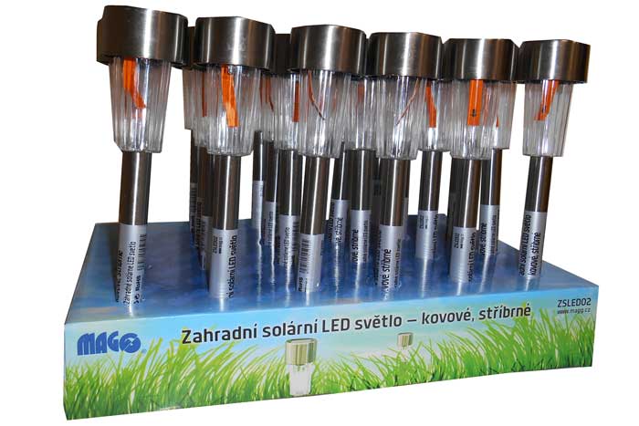 Solar garden light, stainless steel, silver color