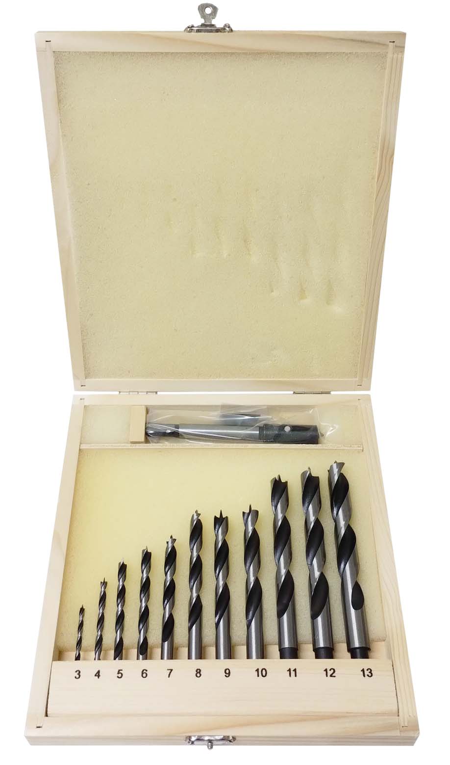 Wood drill bit set, carbon steel 14 ks (3,4,5,6,7,8, 9,10,11,12,13mm)