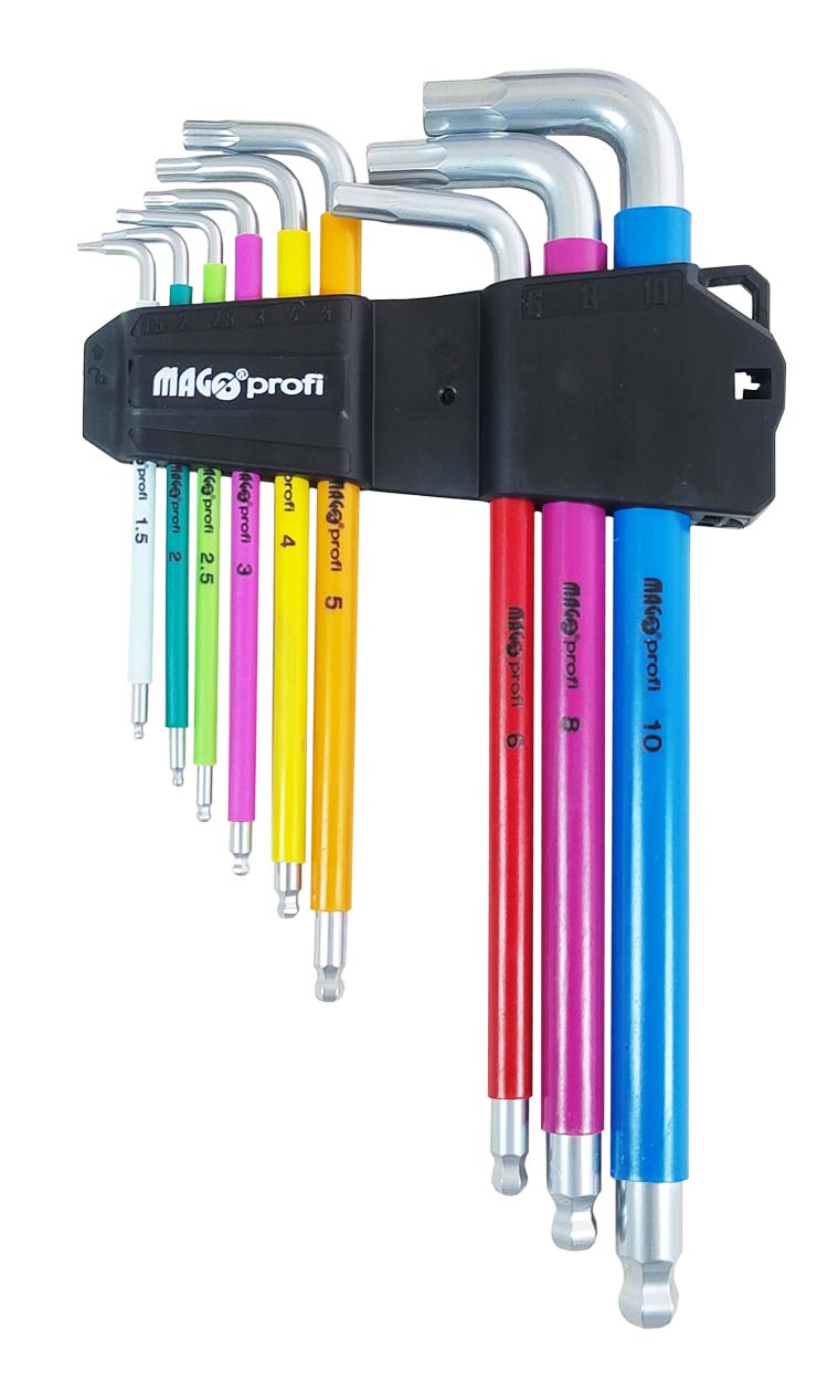 MAGG Profi - MAX-GRIP set of hex keys with ball, extended (1.5-10mm) - 9 pcs.