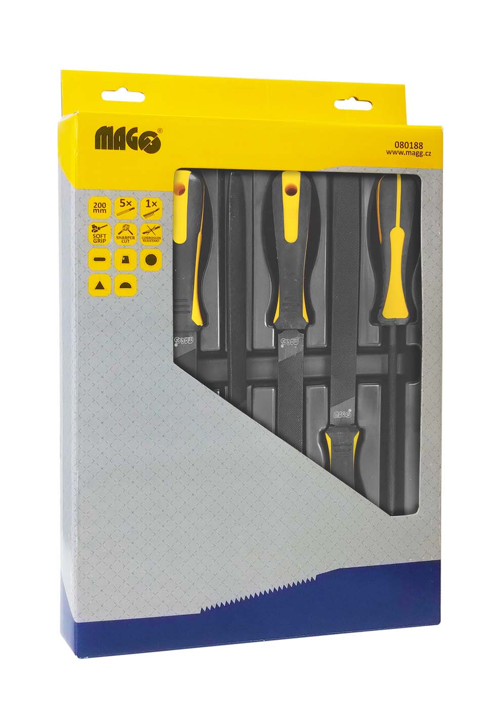 MAGG 080188 Sada pilníků Black Oxide a kartáč - 6 ks