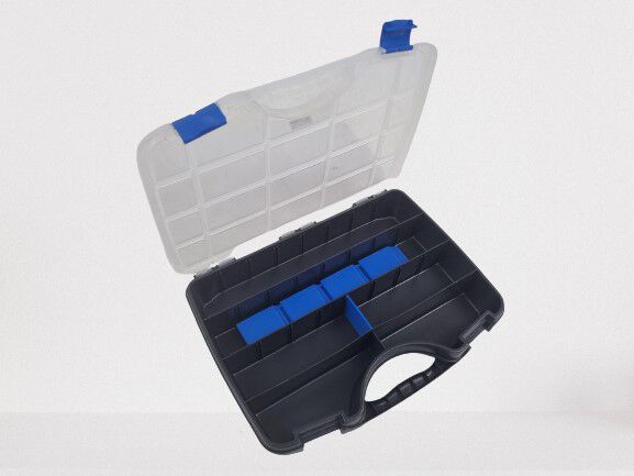 Polypropylene box 38x29x6cm 21 compartments,  with handle