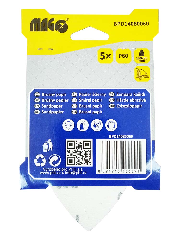 Delta sandpaper 140x80 mm - P60 - 5 pcs