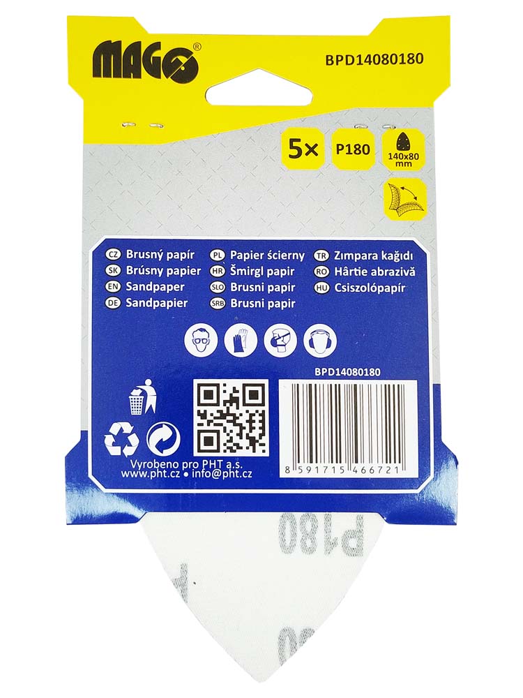 Delta sandpaper 140x80 mm - P180 - 5 pcs