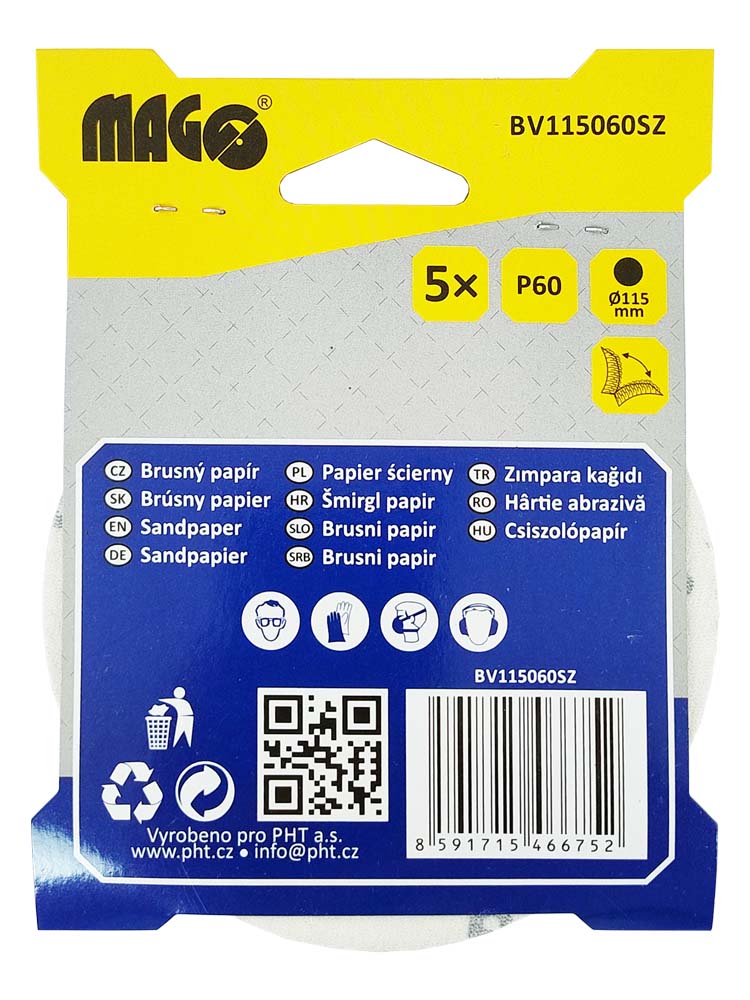 Velcro sanding disc 115 mm - P60 - 5 pcs