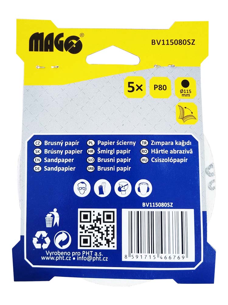 Velcro sanding disc 115 mm - P80 - 5 pcs