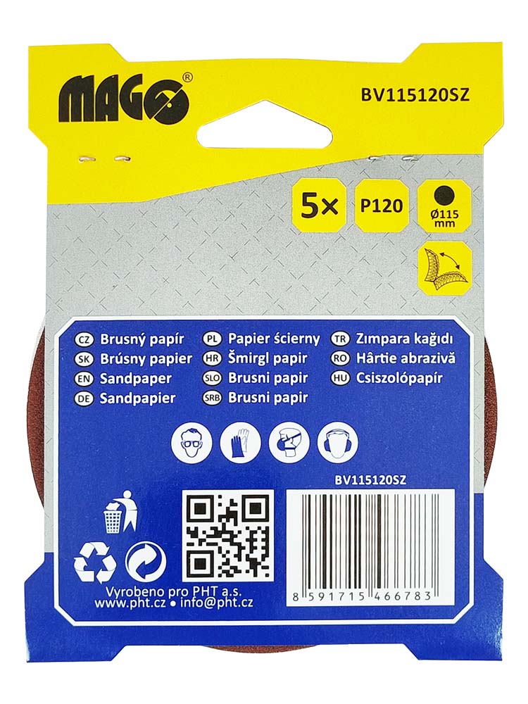 Velcro sanding disc 115 mm - P120 - 5 pcs