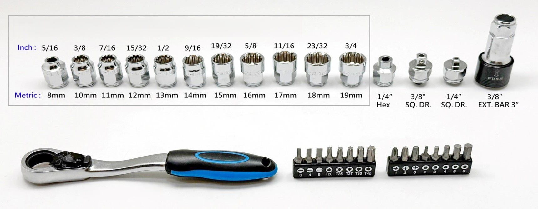 MAGG Profi - Gola set 32 ​​pieces - 1/4", 3/8"