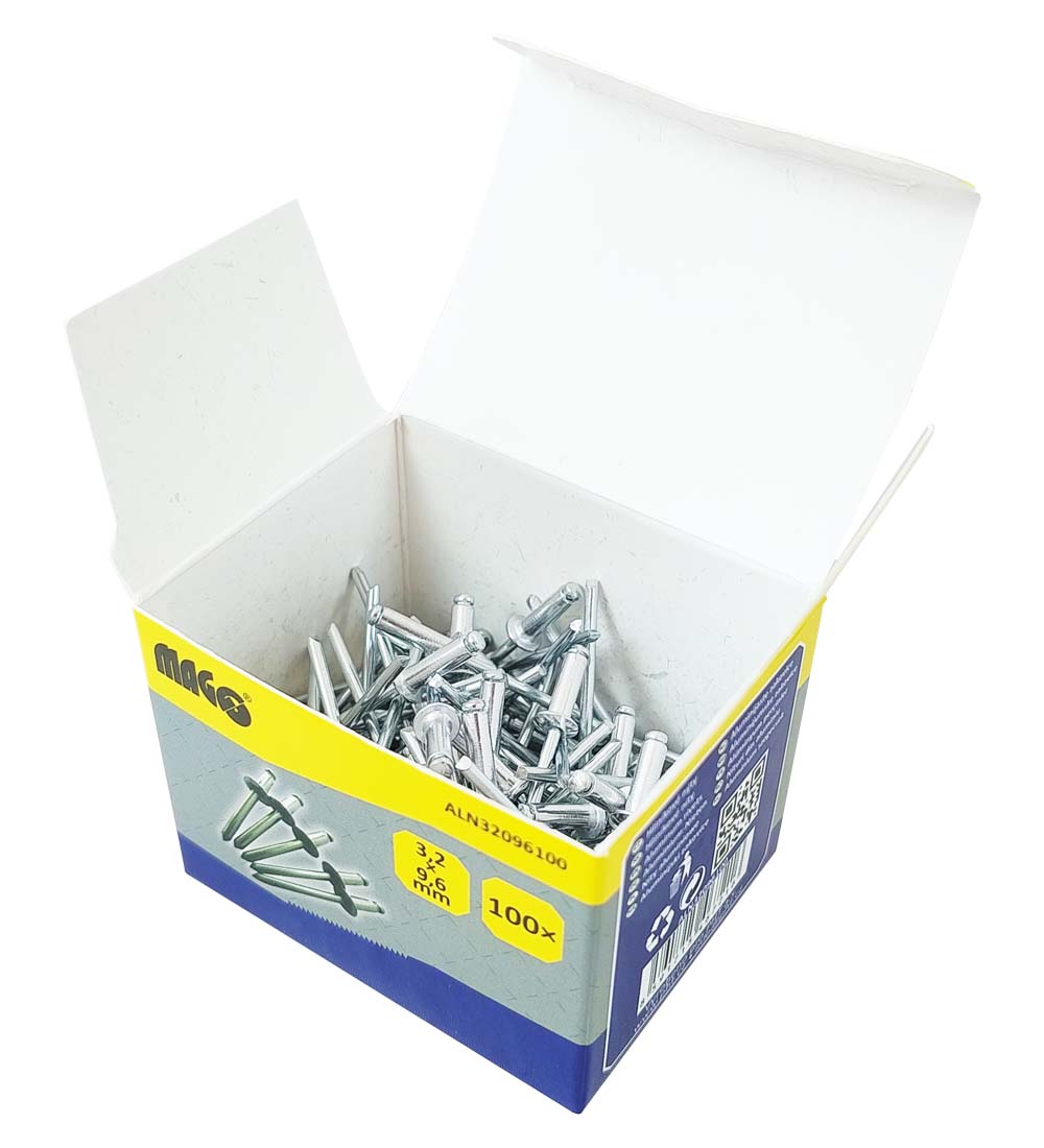 Aluminium rivets 3,2x9,6mm - 100pcs