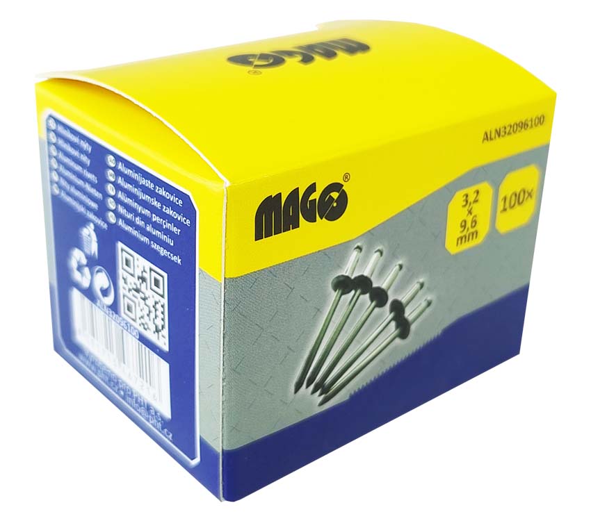 Aluminium rivets 3,2x9,6mm - 100pcs