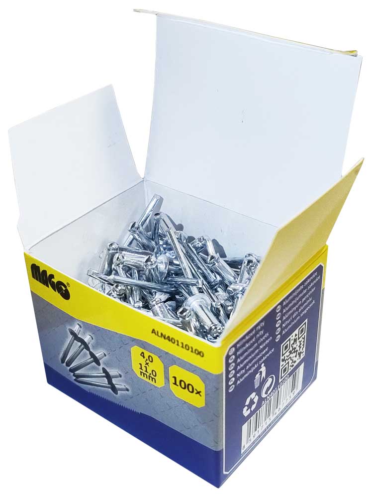 Aluminium rivets 4,0x11,0mm - 100pcs