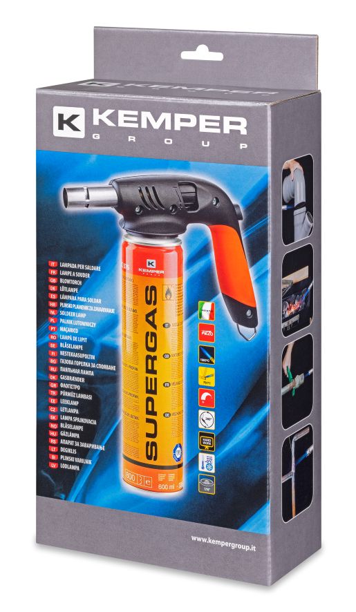 KEMPER - Piezo soldering torch + SUPERGAS gas cartridge 600 ml (330 g)