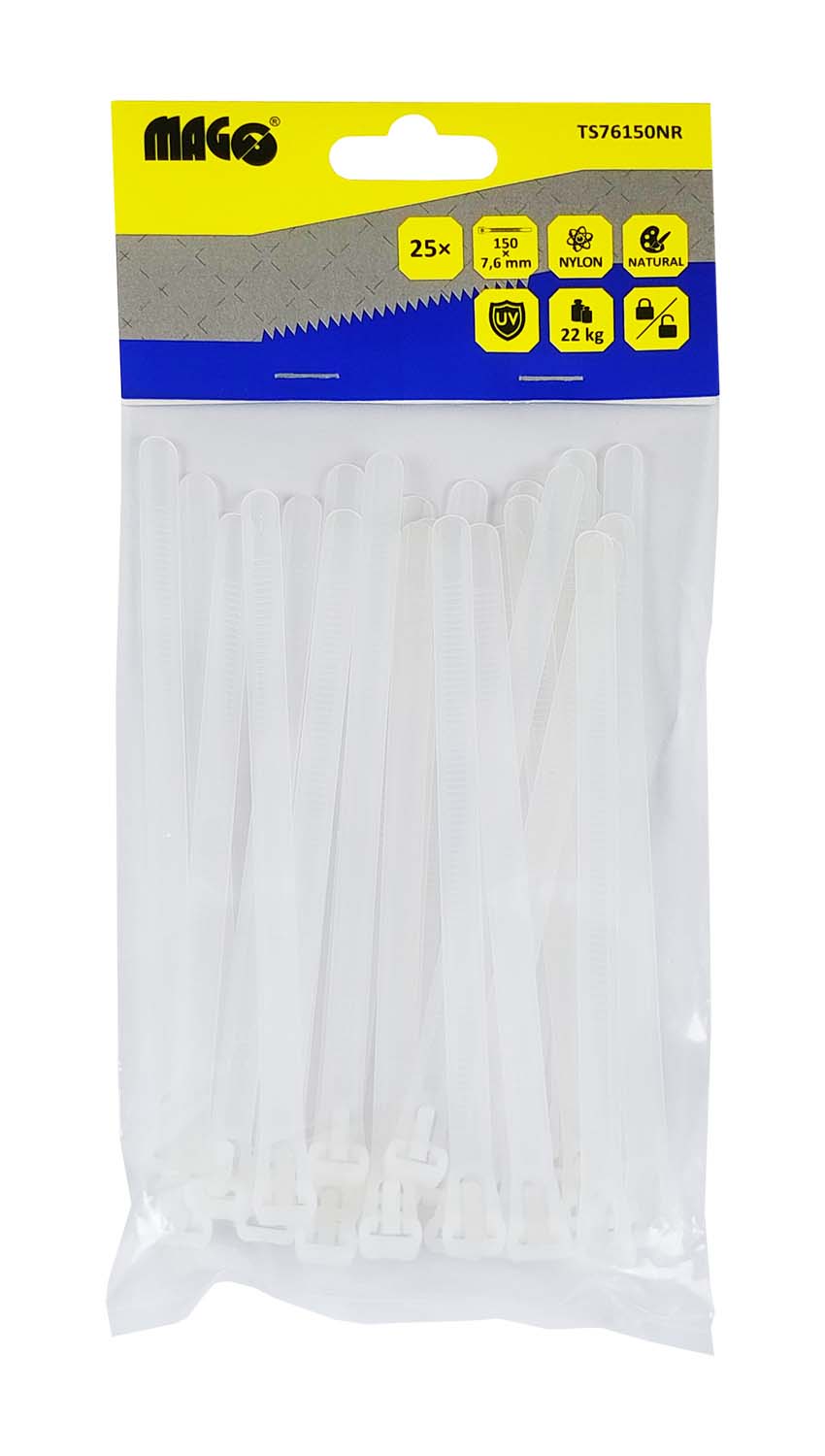 Tightening tapes 7.6x150mm natural unfastening - 25 pcs