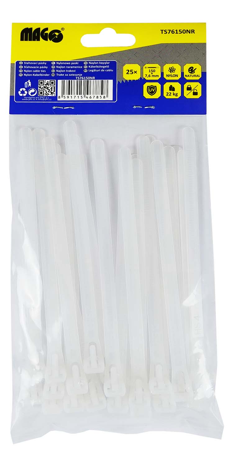 Tightening tapes 7.6x150mm natural unfastening - 25 pcs