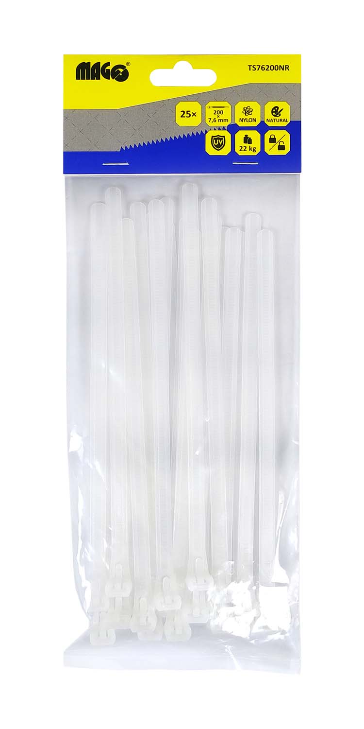 Tightening tapes 7,6x200mm natural unfastening - 25 pcs