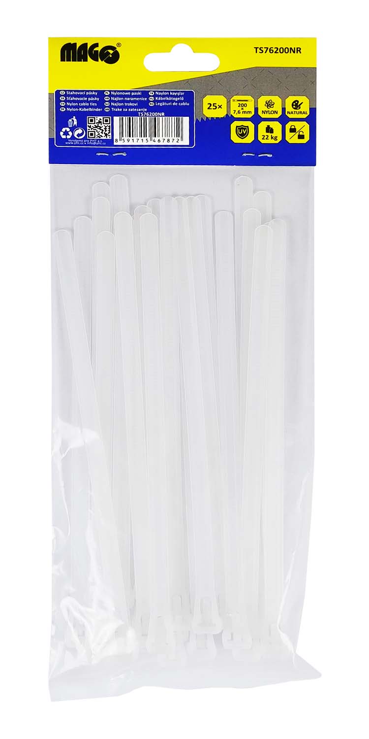 Tightening tapes 7,6x200mm natural unfastening - 25 pcs