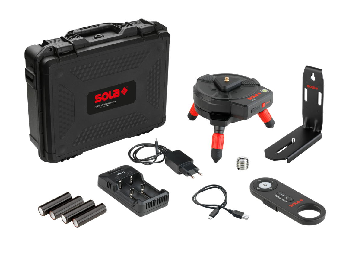 SOLA - PLANO 3D green RCB - cross line laser + RCB base