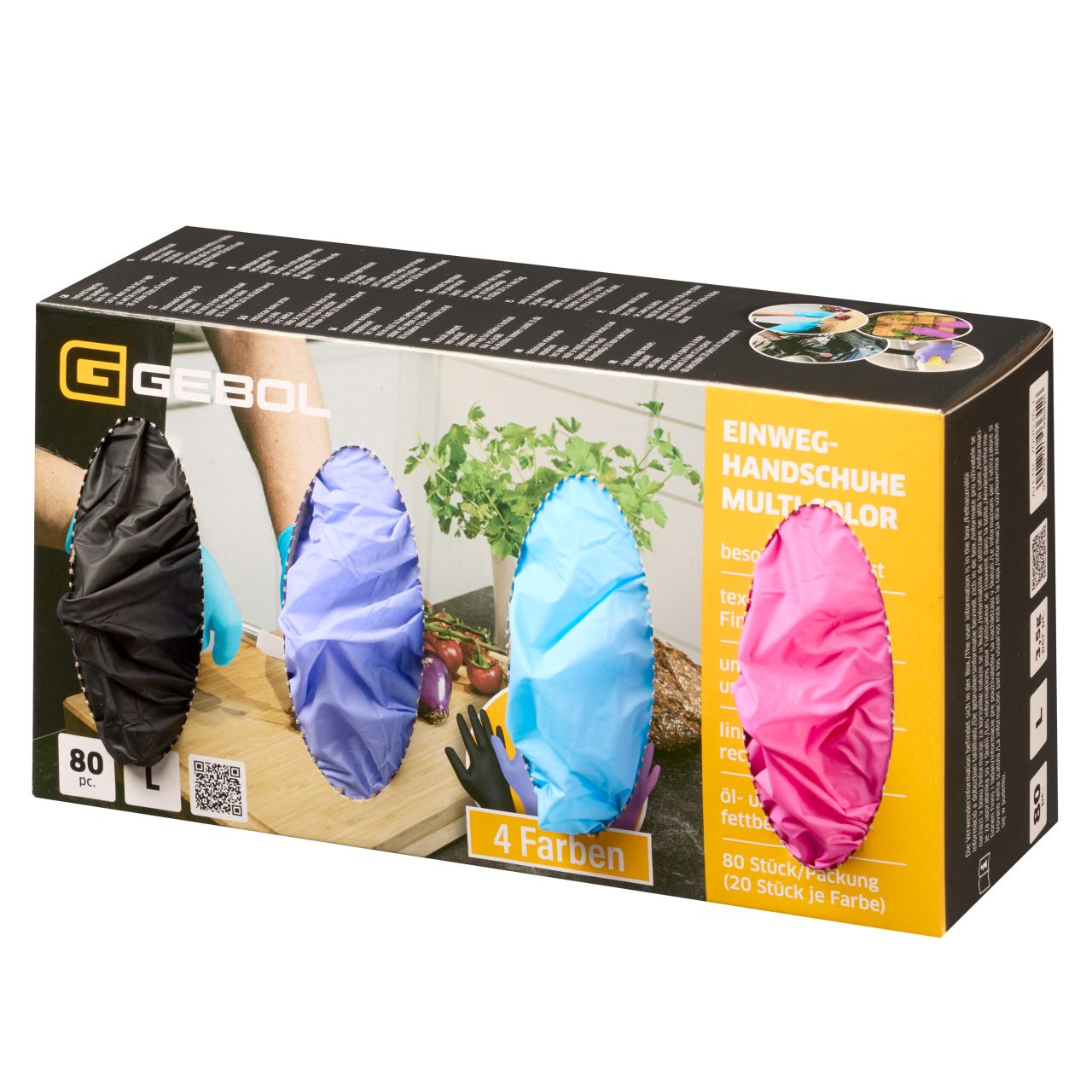 GEBOL - Disposable gloves MULTI COLORS 80pcs - size L