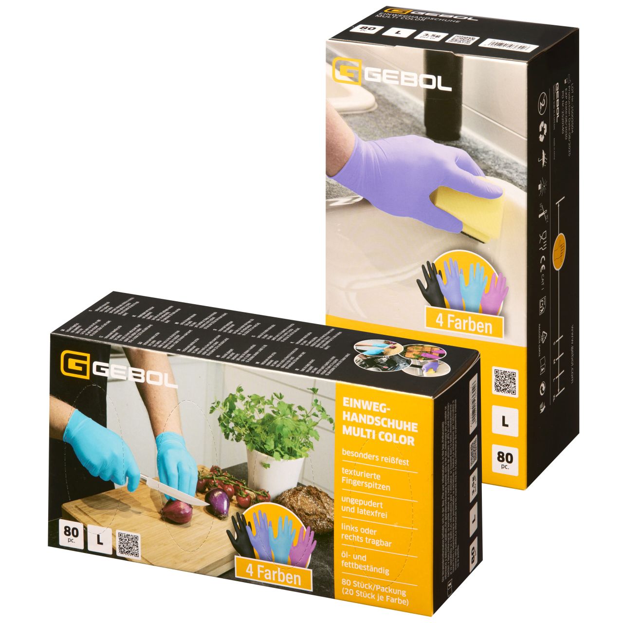 GEBOL - Disposable gloves MULTI COLORS 80pcs - size L